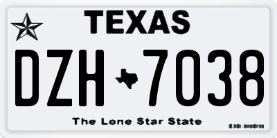 TX license plate DZH7038