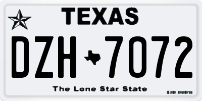 TX license plate DZH7072