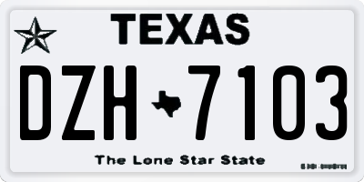 TX license plate DZH7103