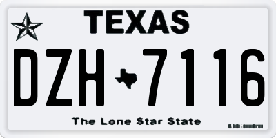TX license plate DZH7116