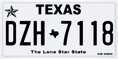 TX license plate DZH7118