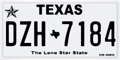 TX license plate DZH7184