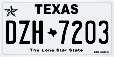 TX license plate DZH7203