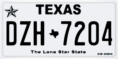 TX license plate DZH7204