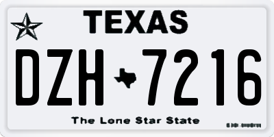 TX license plate DZH7216