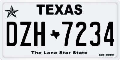 TX license plate DZH7234