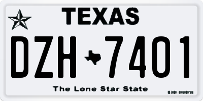 TX license plate DZH7401