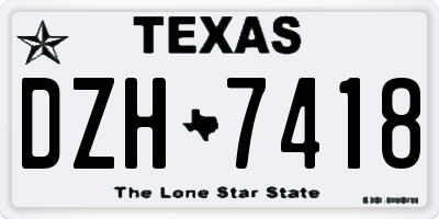 TX license plate DZH7418