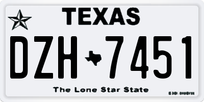 TX license plate DZH7451