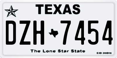 TX license plate DZH7454