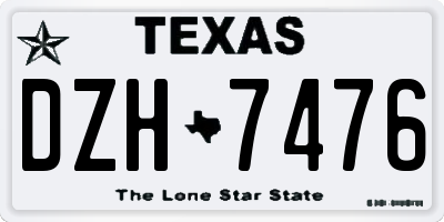 TX license plate DZH7476