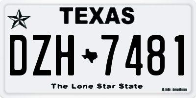 TX license plate DZH7481