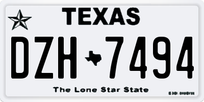 TX license plate DZH7494