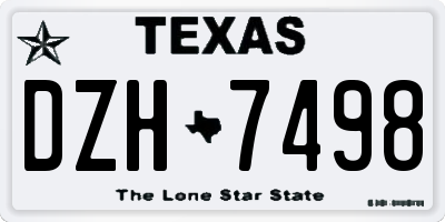 TX license plate DZH7498