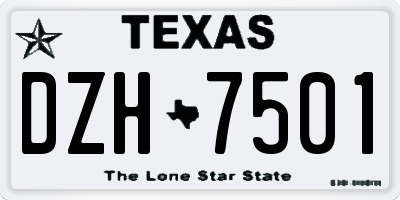 TX license plate DZH7501
