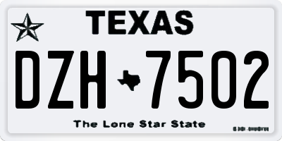 TX license plate DZH7502