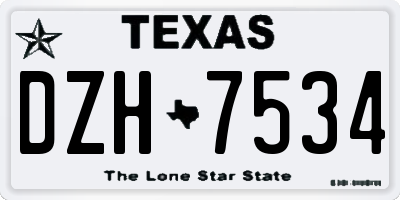 TX license plate DZH7534