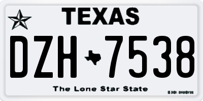 TX license plate DZH7538