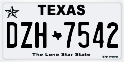 TX license plate DZH7542