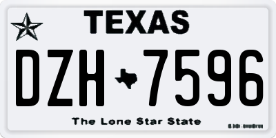 TX license plate DZH7596
