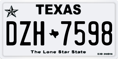 TX license plate DZH7598