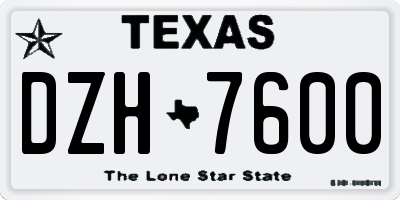 TX license plate DZH7600