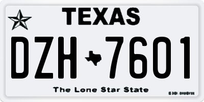 TX license plate DZH7601