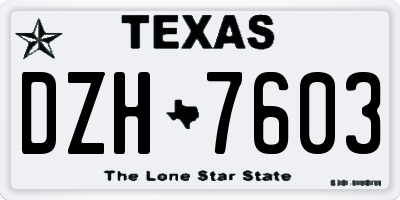 TX license plate DZH7603