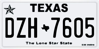 TX license plate DZH7605