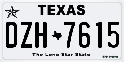 TX license plate DZH7615