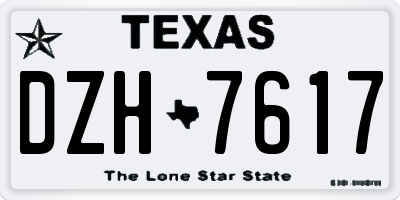 TX license plate DZH7617
