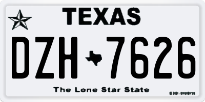 TX license plate DZH7626