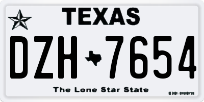 TX license plate DZH7654