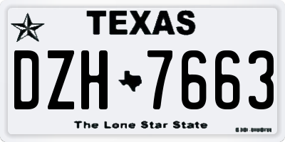 TX license plate DZH7663