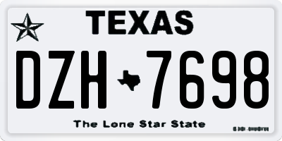 TX license plate DZH7698