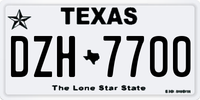 TX license plate DZH7700