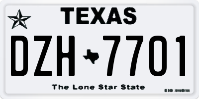 TX license plate DZH7701
