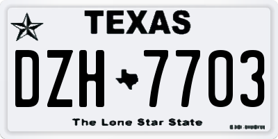 TX license plate DZH7703