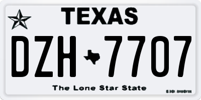 TX license plate DZH7707
