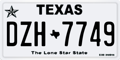 TX license plate DZH7749