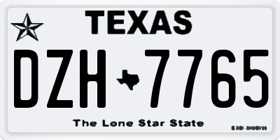 TX license plate DZH7765
