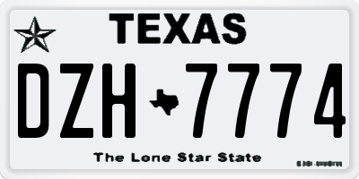 TX license plate DZH7774