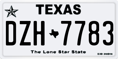 TX license plate DZH7783