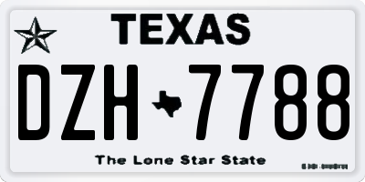 TX license plate DZH7788