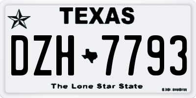 TX license plate DZH7793