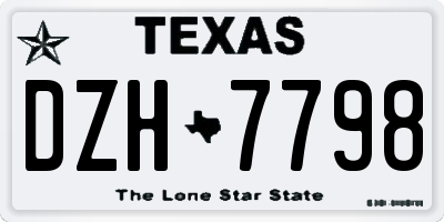 TX license plate DZH7798