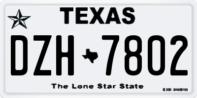 TX license plate DZH7802
