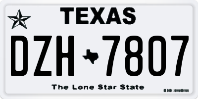 TX license plate DZH7807