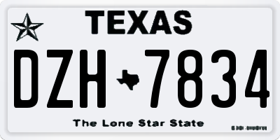 TX license plate DZH7834
