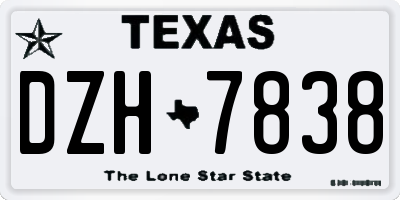 TX license plate DZH7838